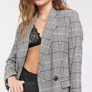 Top Shop plaid blazer black, green & purple